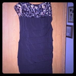 Sequin Top Ruched Strapless Prom Dress